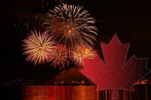 Canada logo and fireworks