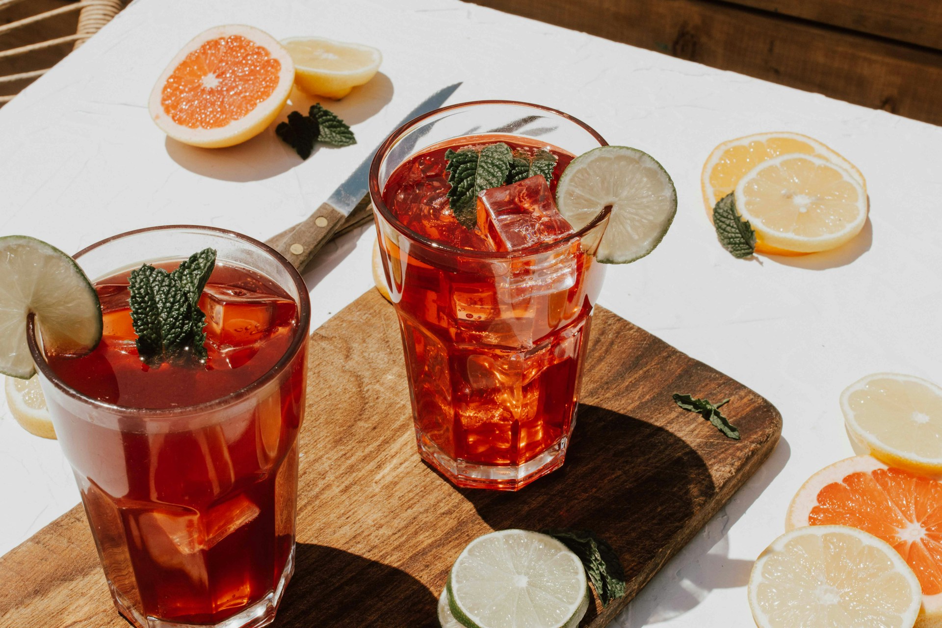 Verres de boissons remplis